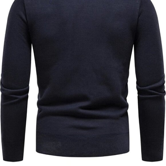 Dark Blue Mens Turtleneck Sweater - Picture 4 of 7